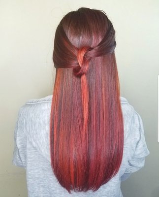 Fiery red balayage