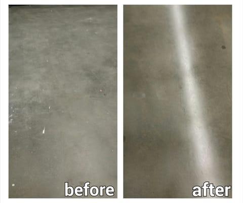 Stripping and waxing of cement floors.