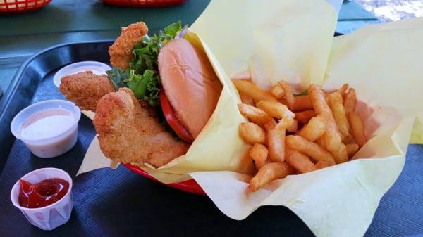 catfish sandwich + fries $8.99 for lunch