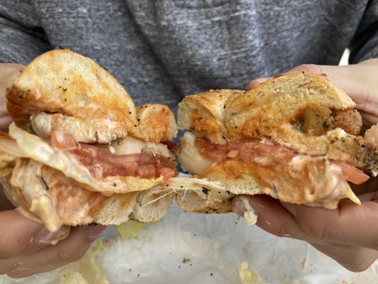 Buffalo chicken bagelwich