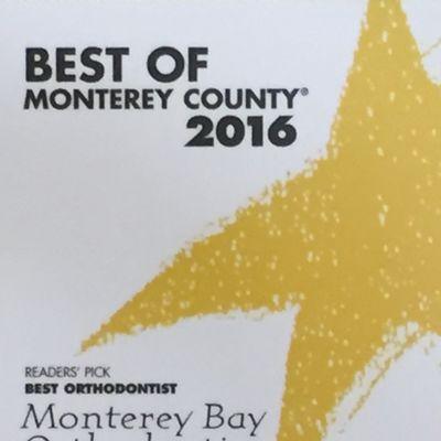 Voted Best Orthodontic Office in Monterey County 2016!!!  Yay Dr. Criswell and the amazing team at Monterey Bay Orthodontics!!