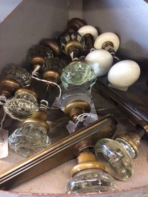 Doorknobs of all varieties; glass, brass and porcelain.