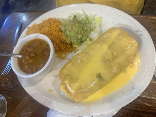 Chimichanga with queso