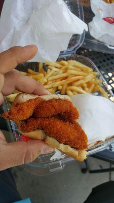 Another shot of the amazing shnitzel sandwich I reviewed earlier... one of the best I ever had.