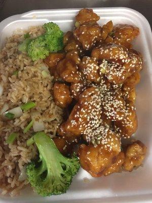 Sesame chicken combo, one of the most popular dinner