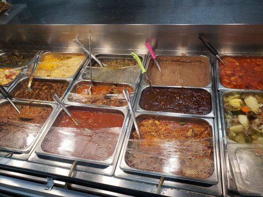 Lunch spread,  assortment of stewed meats