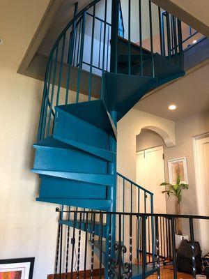 Freshly painted spiral staircase