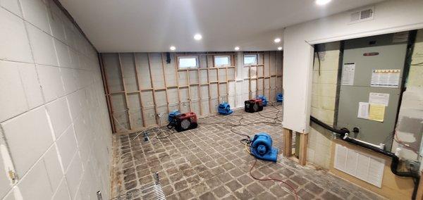 Basement french drain installation