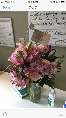 The flowers my mom received and the card I paid extra for.