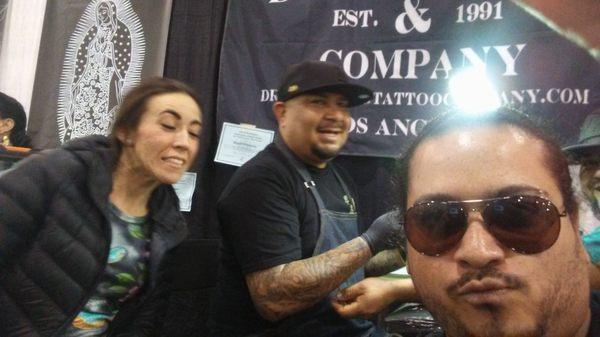 Siricue upstate New York at the tattoo convention with Angel Villanueva and drigenberg Co