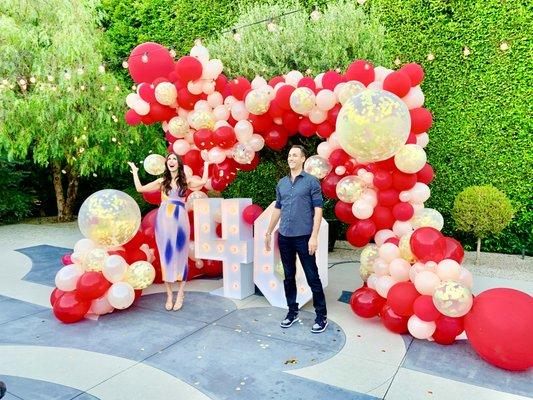 Organic Garland Arch for 40th Birthday Party
 BalloonGuyLA.com