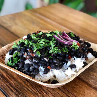 My kid favorite:). Black bean over white rice