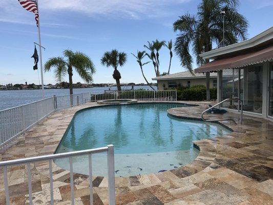 Travertine pool deck