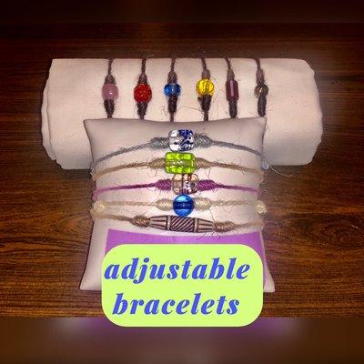 Adjustable string bracelets sold here