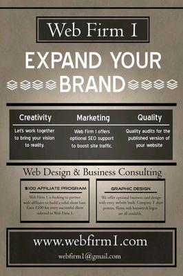 Web Firm 1 promotional flyer. www.webfirm1.com