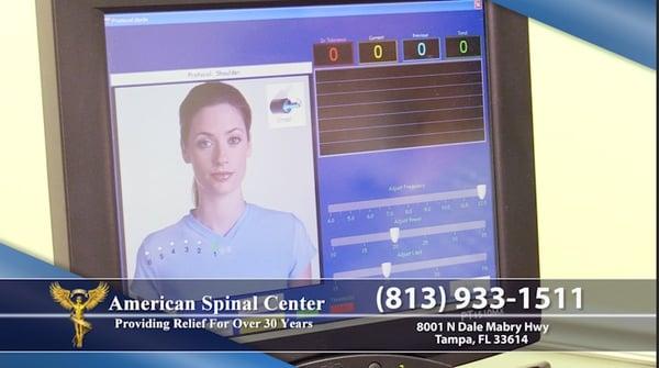 Pro Adjuster Treatment Monitor at American Spinal center.