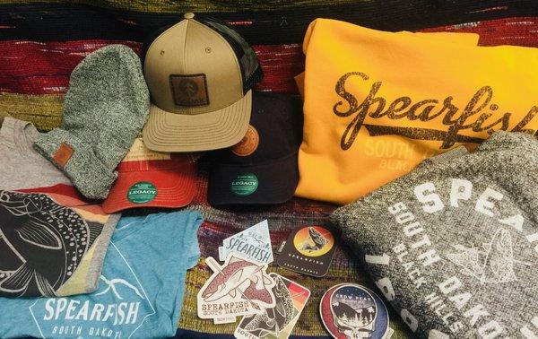 We have many different Spearfish items including sweatshirts, t-shirts, hats, and stickers!