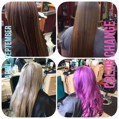 A Step-by-Step color change to achieve her ultimate goal : Purple/Lavender Hair color!