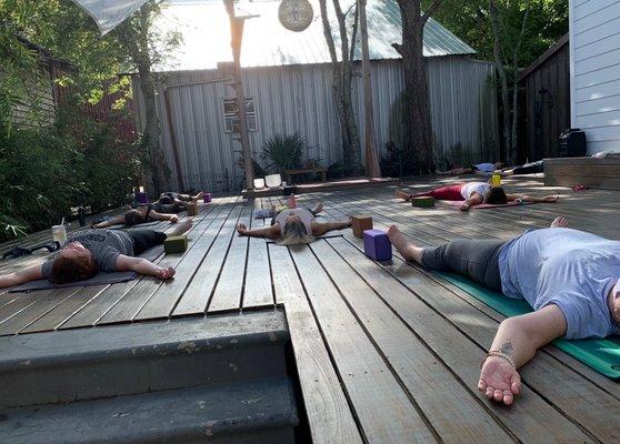 This is our Sacred Yoga Deck where we hold many classes & trainings