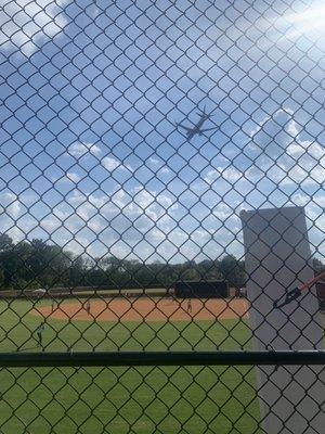 Plane in flight path