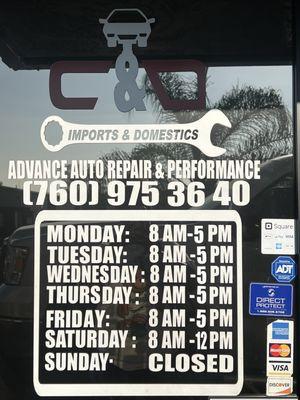 Repair shop hours