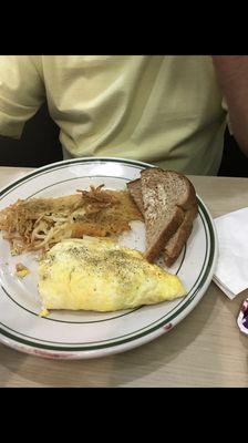 Ham and cheese omelet hash browns