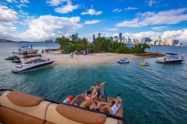 Island we love to visit. View from awesome upper deck of boat