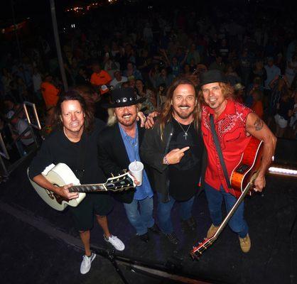 Roscolusa 2018 photo.  Van Zant brothers with singer songwriter Jeffrey Steele.  Photo credit to Frank Allen Sr.