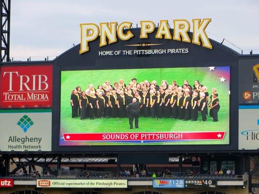 Singing the National Anthem for a Pirates game.