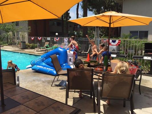 Just a fun summer day at the pool! It's our annual "school is out summer barbecue"!