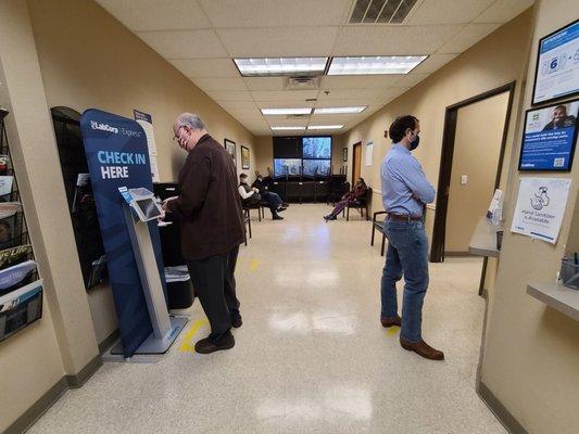 Check in kiosks and waiting area