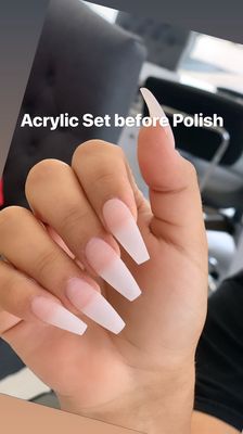 Acrylic Set before Polish