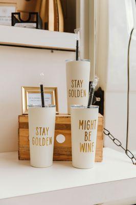 Our 20oz hot or iced tumblers! Stay Golden!