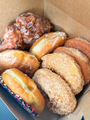 apple fritter, glazed, cinnamon, toasted coconut, chocolate sprinkle