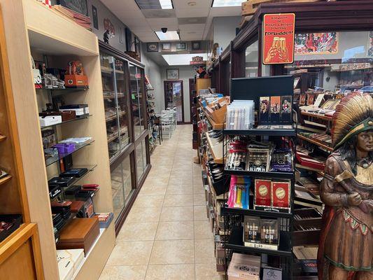 Down the hallway... Bundles on the right, accessories and cigars on the left.  Coffee area and entrance to the Tappin' Ash CIgar Lounge