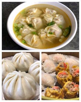 Wonton soup/BBQ pork bun/Shrimp dumpling/Dim sum