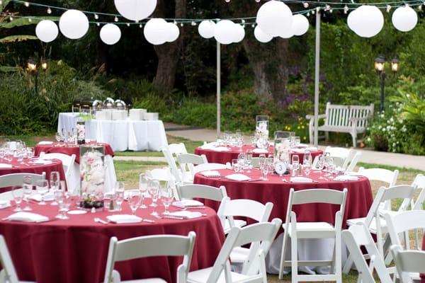 lighting, linens, place settings and seating all by vina