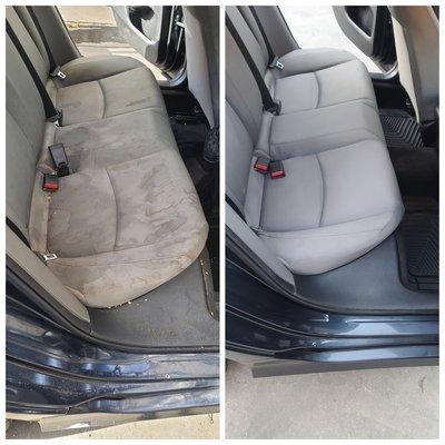 Deep seat cleaning before and after