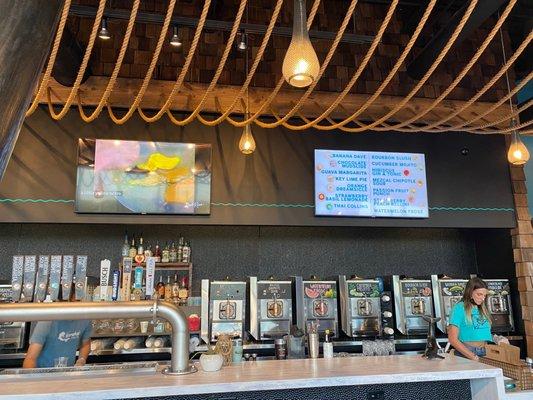 Bar area with decent amount of beer on tap