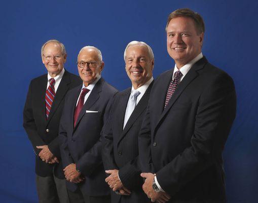 Jayhawks coaching legends (left to right): Ted Owens, Larry Brown, Roy Williams, and Bill Self.