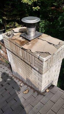 Before: crown repair A deteriorating crown can lead to leaks and moisture damage to your home and chimney structure.