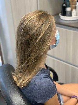 First time highlights, using Sunlights Balayage