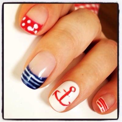 4th of July nails "sailor theme"