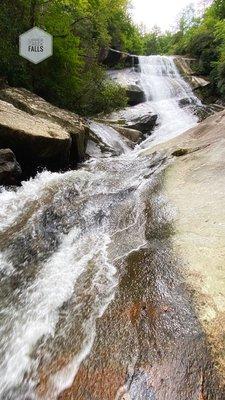 Main fall just a little further downstream includes an extra 20 feet of cascades.