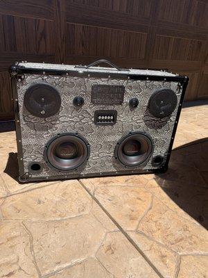 My homemade boombox with gloss black powder coated corners and rails.