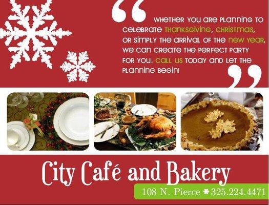 Order your Thanksgiving Dinner and Christmas parties now! 325-224-4471 Like us on FB