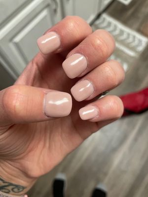 Fat square thumb and squovals on other nails