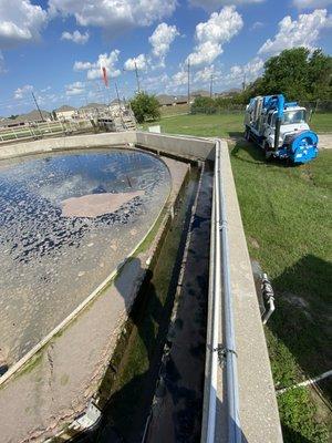 Hydro Clear Services uses combination machines to clean these systems by flushing the material into a vacuum tube for disposal.