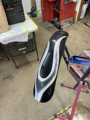 Flame job motorcycle fender