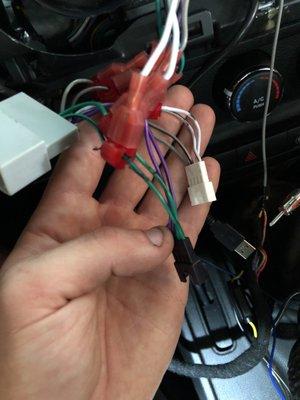 Spliced in the speaker wires instead of using connections.